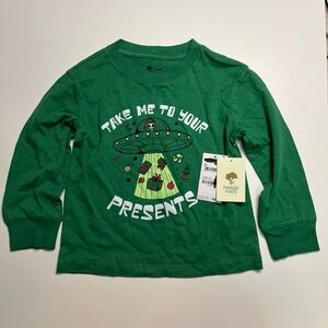 Tucker & Tate Green Holiday Take Me To Your Presents Alien Christmas Shirt NWT 8